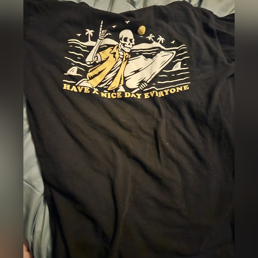 Black Graphic Men's Shirt Beach Skeleton Have A Nice Day Call Your Mother